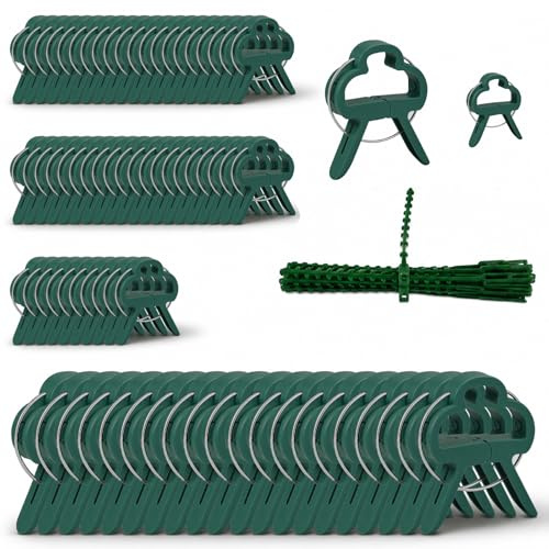 100 Stück Pflanzenclips,Pflanzenhalter für Tomaten Rankhilfe, Blumen, | Kletterpflanzen und Gemüse,Pflanzenclips für Kletterpflanzen für Pflanzen (20 Große + 50 Kleine + 30 Pflanzenbänder)