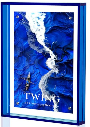 TWING 5x7 Picture Frame Magnetic Colored Acrylic Photo Frame Self Standing