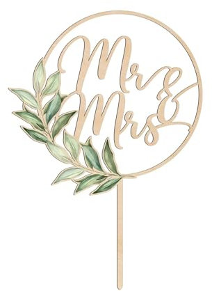 Yamobi Topper en Bois pour Gâteau de Mariage, Décoration de Gâteau avec Bel Emballage, Parfait pour Gâteaux de 6 à 8 pouces, Déco Mariage Mr & Mrs