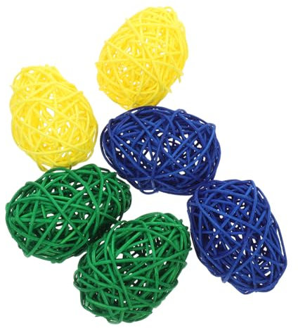 HOLIDYOYO 6stücke Teiliges Dekorative Rattan Kugeln Ei-Form Für Ostern Handgefertigte Wicker Bälle Für Frühlingsdeko Und Tischdekoration