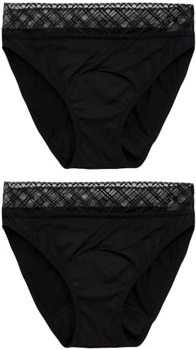NEXT Donne Confezione da 2 Slip per Il Flusso Medio a Vita Alta Nero 50