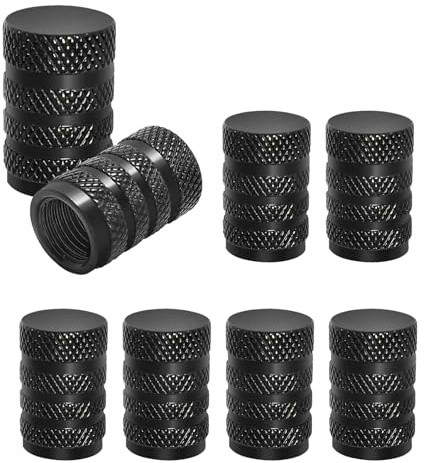 8 Pcs Tyre Valve Caps,Black Dust Caps for Car Tyres Tire Valve Stem Caps,Durable Universal Aluminum Tyre Dust Caps Stem Cover for Cars, Bike and Bicycle, Trucks, Motorcycles