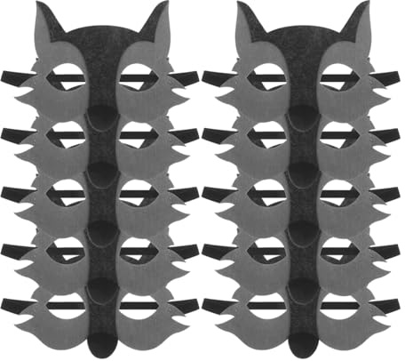 Toddmomy Lot De 10 Masques De Loup En Feutre Pour Enfants Accessoires De Déguisement Léger Pour Jeux De Rôle Fêtes D'Anniversaire Et Spectacles Scolaires