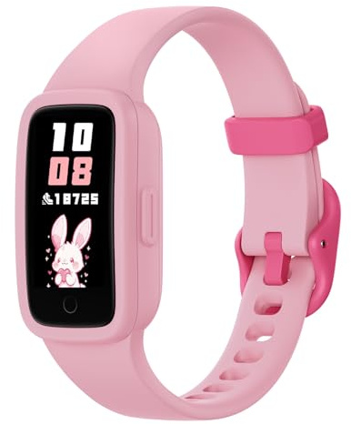 BIGGERFIVE Vigor 3 Fitness Tracker Watch, AMOLED-skärm, 3 ATM vattentät, ingen app ingen telefon behövs, puls- och sömnskärm, stegräknare, kaloriräknare, rosa