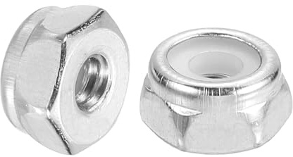 QUARKZMAN 50 Stück Gegenmuttern #6-32 Nylon-Einsatz-Hexagon-Sicherungsmuttern 304 Edelstahl Selbstsichernde Nylon-Einsatz-Stopmuttern Für Industrie-Bauverbindungselemente Silber & Weiß