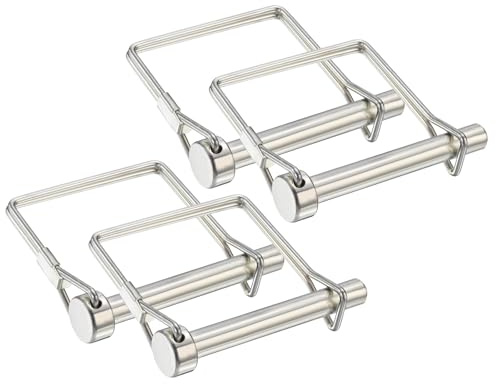 PATIKIL 4 Pcs Perno Di Aggancio Per Rimorchio, 5/16 x 2.4 (8mm x 60mm) Sicurezza Filo Di Blocco Perno Di Attacco Arco Albero Molla Clip Di Blocco Quadrata Per Rimorchi Agricoli