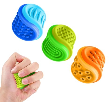Balles Sensorielles,3 Pièces Balles De Relaxation en Silicone Texturé - Jouets Anti-Stress | pour Les , Les Adultes, La Salle De Classe, L'École, Le Bureau, La Maison, Le Voyage, Le Travail, La