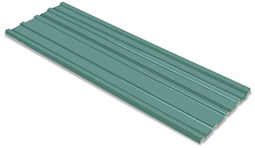 Mokuyary Roof Panels, Pack of 12, Galvanised Steel, Green, Galvanised, Rust-Resistant, Weatherproof, Profiled Sheet, Roof Plates, Tool Shed, Carport