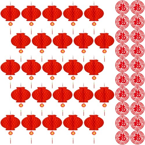Yuqilin 20 Piezas Farolillos Chinos Farolillos de Papel Decoración Farolillo Rojos Faroles Colgantes Faroles Chinos Rojos de Papel para Bodas Año Nuevo Festival Primavera Decoraciones Restaurantes