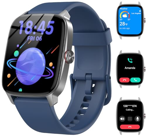 Reloj Inteligente Mujer Hombre con Llamadas Bluetooth y Voz AI, 1.85'' Smartwatch con Whatsapp Notificación, Pulsómetro/SpO2/Sueño/Podómetro, 110+ Modos Deportivos, Impermeable IP68 para iOS/Android