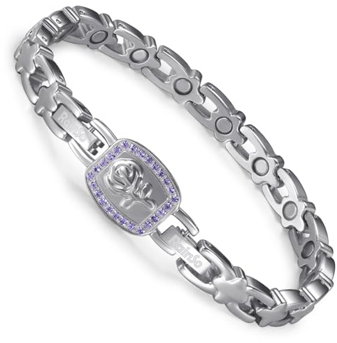 RainSo Bracciale magnetico da donna – Rosa rimovibile – Bracciale in acciaio inox 2 in 1 con doppia possibilità di trasporto – Misura regolabile – Include strumento di regolazione e confezione regalo