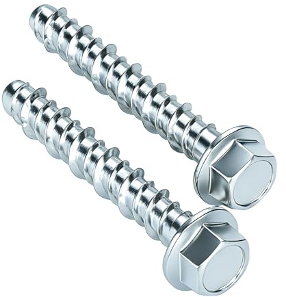 20Pcs Concrete Screws Bolts M6 x 50mm Flange Hexagonal Head Concrete Screws, Zinc Plated Carbon Steel Masonry Anchor Bolts, Heavy Duty Threaded Fasteners for Concrete Brick Block Stone Construction