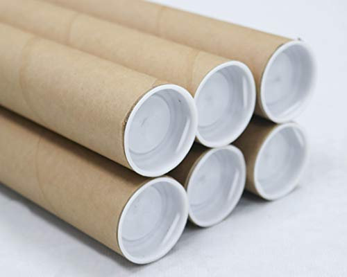 MagicWater Supply Mailing Tube - 1.5 in x 24 in - Kraft - 6 Pack - for Shipping and Storage of Posters, Arts, Crafts, and Documents