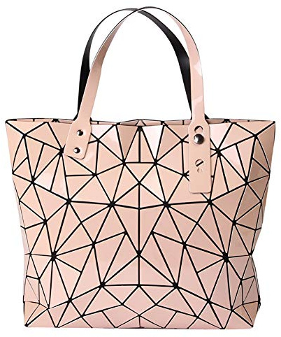 Ulalaza Sac à main géométrique en treillis lumineux avec chaîne à bandoulière, sac à main fourre-tout holographique pour femme, 4-2