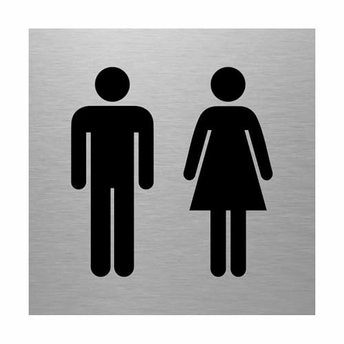 Slimline Aluminium Male & Female Toilet Sign Brushed Silver