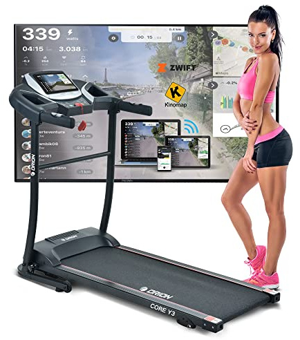 Tapis de course électrique pliable Orion Core Y3, Bluetooth, application, 3 niveaux d'inclinaison manuelle, MP3, ordinateur LED, haut-parleurs intégrés, vitesse maximale 10 km/h 1,25 CV (2,5 CV en pic