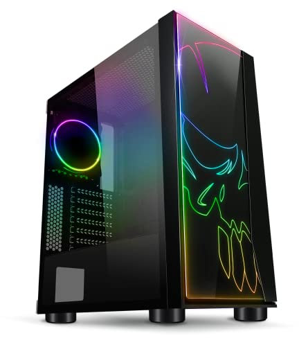 SPIRIT OF GAMER - Boitier PC Gamer RGB Ghost One - Façade et Paroi en Verre Trempé - 60 Modes de Rétroéclairage - 2 Ventilateur Adressable 120mm Inclus - Compatible Aura/MSI Mystic/ASROCK