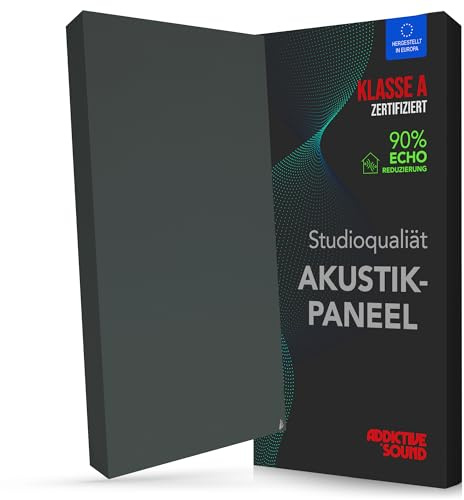 Addictive Sound Schallabsorber Premium 100x50x11 cm, Klasse A, Anthrazit | Studioqualität-Akustikpaneel mit Akustikwolle, nicht brennbarer Kern A1, EU-produziert, Montageset für Wand und Decke