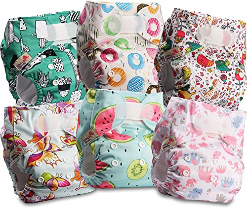 Littles & Bloomz Pocket Stoffwindeln, Klettverschluss, 6er FLV2-0605 | 6 Pocket Stoffwindeln mit Klettverschluss. Einlagen separat erhältlich, verschiedene Optionen verfügbar.