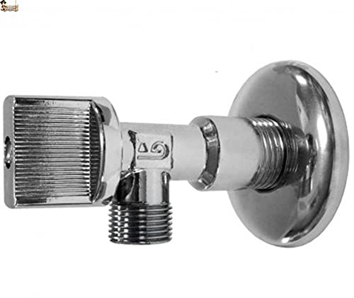 BricoLoco Llave de paso agua. Llave de escuadra macho. Cierre de esfera. En latón cromado. 1/2 x 3/8”. Grifo para lavabo, cisterna, lavadora, lavavajillas. (MACHO, 1/2 x 3/8”(1))