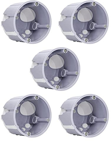 Voxura Schallschutzdose 2K Hohlwand-Gerätedose Schallschutz-Gerätedose Verbindungsdose Schalterdose winddicht Ø 68mm 60,5mm Tiefe tief M25 HW Grau 5 Stück
