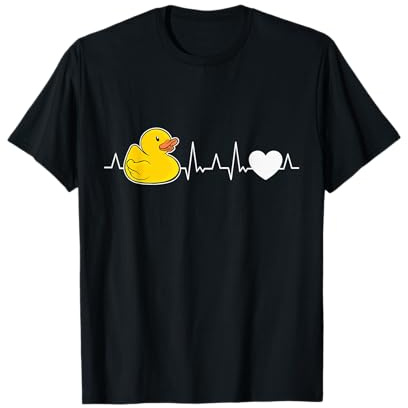 Patito de goma amarilla con latido del corazón Camiseta