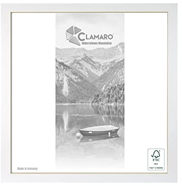 CLAMARO Bilderrahmen Collage, eckig, 80x80 cm, Weiß Matt, Acrylglas | Außenmaß ca. 84,8x84,8 cm, MDF-Holzleiste, HDF-Rückwand, Metallaufhänger für Hoch- und Querformat, handgefertigt