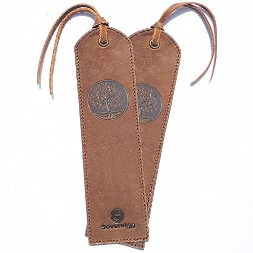 Leder Lesezeichen Leather Bookmarks Mit einzigartigem Baum des Lebens Design Handgefertigtes Mit Traditionellem Quasten Lesezeichen. Echtleder Einzigartige Geschenke Für Frauen, Männer - 2er Pack
