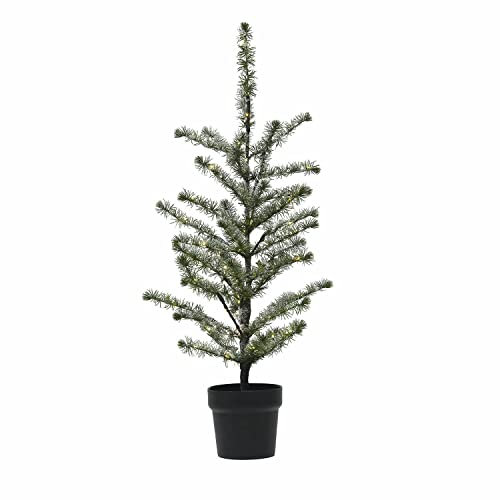 Loberon Deko-Baum Lawrence, Christbaum mit LEDs, immergrün, naturnahes Design, Künstliche Tanne, Weihnachtsdeko, Weihnachten, Kunststoff, Eisendraht, Zement, grün