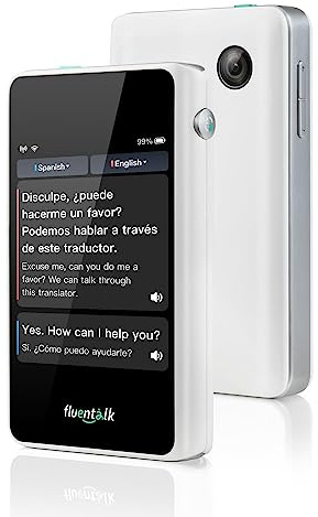 Timekettle, Fluentalk T1 Mini Translator Device No WiFi Needed, Built in 1-Year Global Mobile Data, Supports 40 Languages and Photo Translation, Instant Language Translator for Travelling White