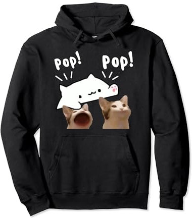 Niedliche Bongo-Katze spielt Pop-Katzen-Meme Pullover Hoodie
