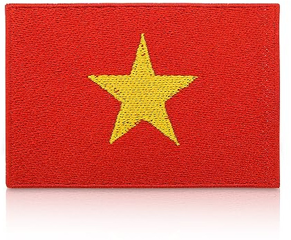 Finally Home Vietnam Flagge Patch zum Aufbügeln | 7,5 x 5 cm Vietnamesische Fahne Aufnäher, Backpacker Flag Patches, Bügelbild, Aufbügler Bügelpatches