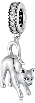 Verspielte Katze Charms 925 Sterling Silber Nette Haustier Charms Anhänger Fits Pandora Charms Armband Halskette für Frauen