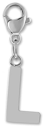 GD GOOD.designs Charms Anhänger mit Buchstabe L und Karabiner Verschluss - Initial Charm Silber aus Edelstahl für Bettelarmband - Valentinstag-Geschenk für Sie und Ihn