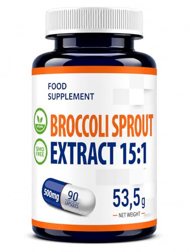 Hepatica Estratto di Germogli di Broccoli | 7.500 mg Equivalente | Estratto 15:1 da 500 mg ad Alta Potenza | 90 Capsule Vegane | GMP & Testato da Laboratorio Indipendente