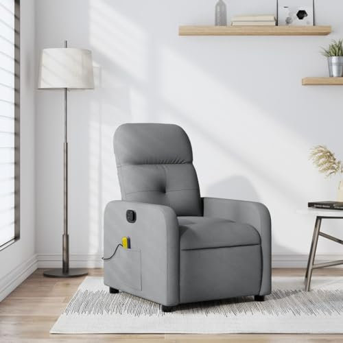Homgoday Massage Sessel Hellgrau - 6-Punkt-Vibrationsmassage ohne Heizung, 66x89x96 cm, Stoff & Metall, TV & Wohnzimmer Model374206