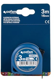 Flessometro standard con pulsante di bloccaggio e copertura antiurto 3m x 16mm realizzato in ABS e metallo