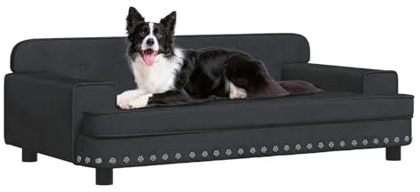 CLALER Hundesofa 90x53x30 cm Plüsch Hundecouch Hundebett Haustiersofa hundesofa für kleine Hunde und mittlere Hunde,Schwarz