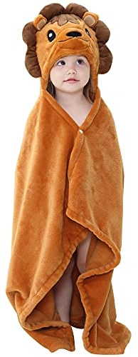 Arkwida Wearable Blanket Hoodie for Kids Toddlers Hooded Towels Soft Cozy Flannel Wearable Throw Blanket Hoodie for Boys Girls Birthday Gifts (lion 50 * 40)