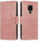 Funda Tipo Cartera de Piel PU con Rayas Compatible con Huawei Mate 20 X, Tapa Magnética con Ranuras para Tarjetas y Función de Soporte (Rosadorado)