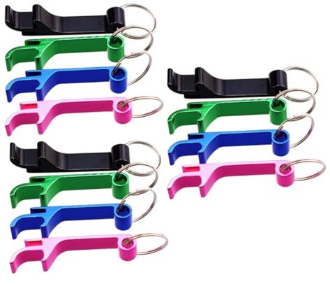 Amosfun 14pcs Quality Aluminum Alloy Bottle Opener Multipurpose Keychain Key Holder Decorative Keychain Alloy