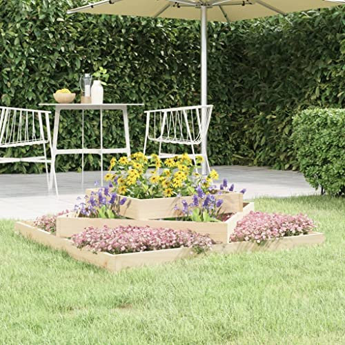Orto rialzato da esterno Aiuola Rialzata Balcone arredo Fioriera 112x112x27 cm in Legno Massello di Pino Per fiori e piante, giardino, terrazza