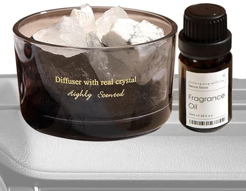 Kristall-Aromatherapie, langanhaltendes Aroma-Kristallstein-Diffusor & Öl-Set, Kristalle, Aroma-Diffusor, feuerloses natürliches Öl zur Reinigung der Luft, desodorieren, erfrischen