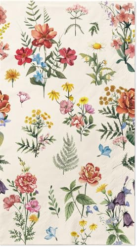 100 Flower Napkins Watercolor Floral Vintage Wild Flower Disposable Hand Towels Decorative Paper Guest for Bathroom Toilet Powder Room Wedding Birthday Bridal Party Decor