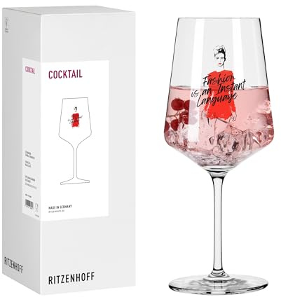 RITZENHOFF 8115003 Cocktail-Glas 500 ml, Serie Fashion, mit Spruch und Mode-Motiv rot - Made in Germany