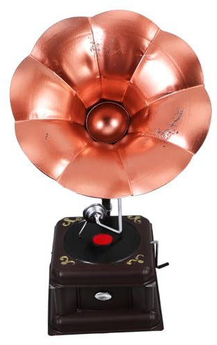 ERINGOGO Spieluhr Mit Kurbel Klassischer Phonograph Handgekurbelter Mechanismus Holzfarbe Für Home Stereo System Vintage-Design Plattenspieler Schallplatte Plattenhalter