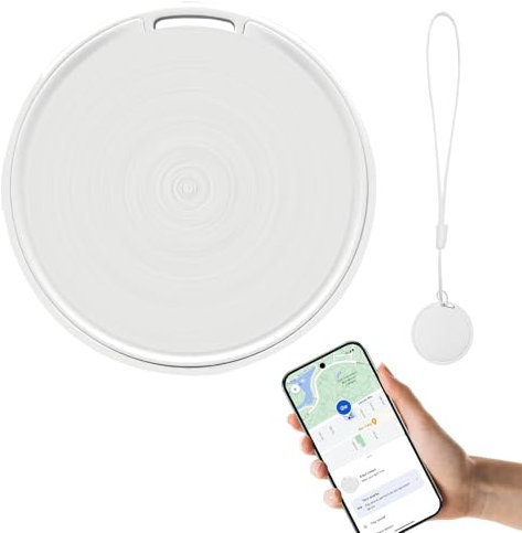 Glitfix GPS Tracker Android, Key Finder with Google Find Hub App (Android Only), IP67 Bluetooth Tracker, Key Ring, Air Tracker Android for Luggage, Bags, Suitcases, Purses (White, Pack of 1)