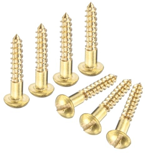 M METERXITY 50-Pack Wood Screws M2.5x13mm Brass | Slotted Round Head, Self-Tapping, Indoor Fasteners, for Woodworking, Furniture Repair, Industry, Gardening, DIY Crafts