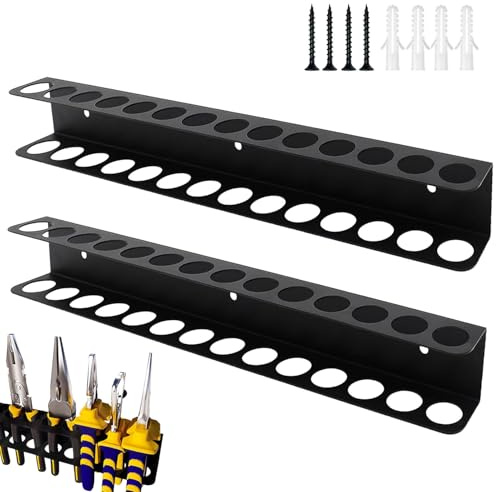 Schraubenzieher Halterung, Werkzeug Wandhalterung, Schraubendreher und Zangen Halter, für Schraubenschlüssel, Zangen (2, 14 Löcher)