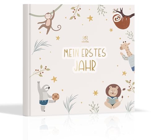 BIROYAL Mein Erstes Jahr Babyalbum, Fotoalbum Baby, Hardcover, Dschungel